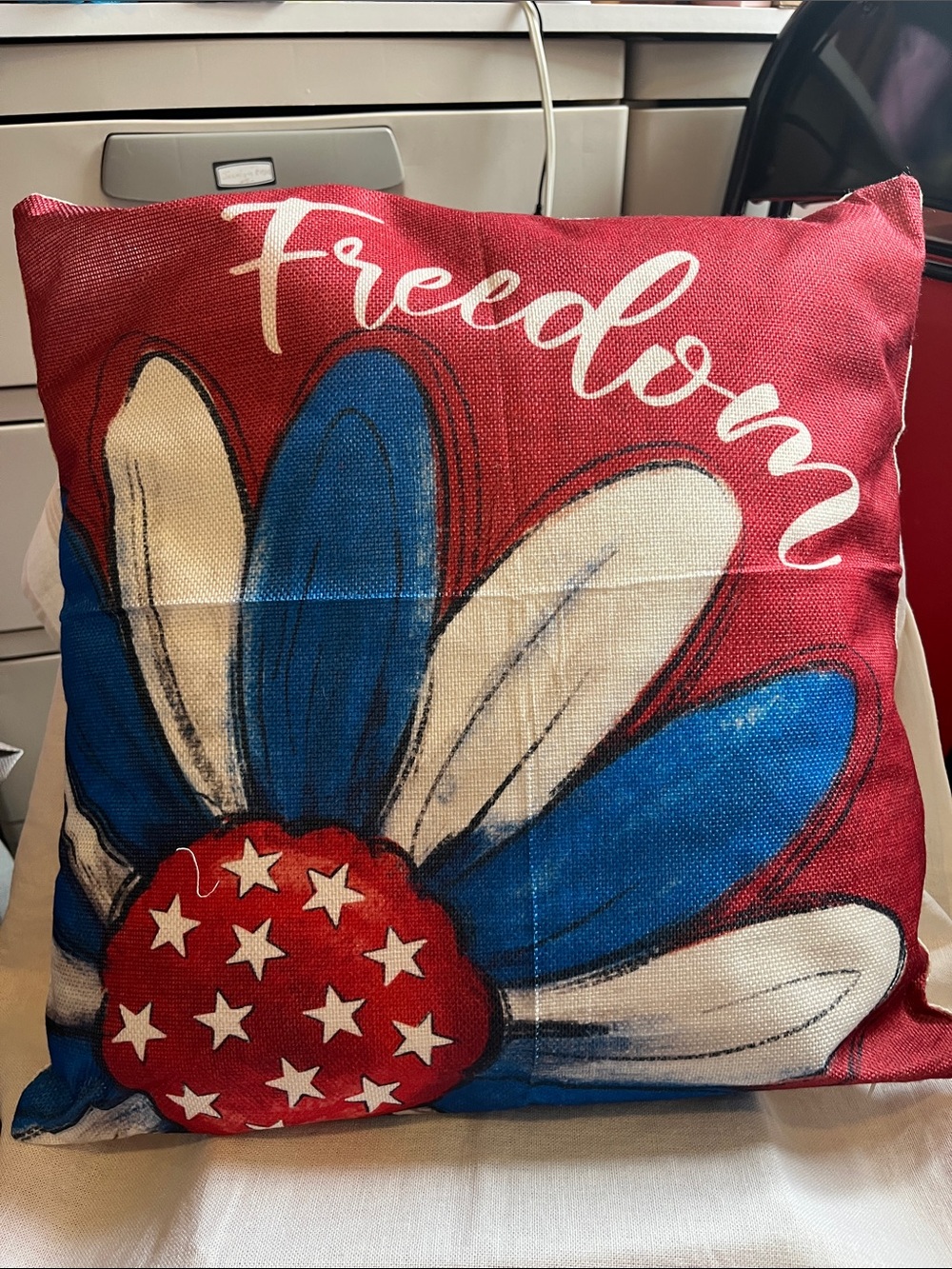 Freedom Floral Patriotic Throw Pillow - Red, Blue, White